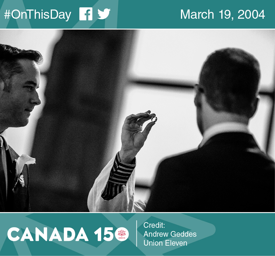 Photo of Steve Pageau and Dave Sabourin during their wedding ceremony. Canadian Museum of History, June 8, 2013.