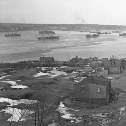 Convoys in Beford Basin from Africville, 1962.  National Defence