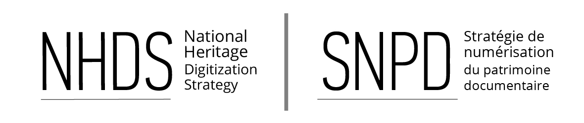 Banner of National Heritage Digitization Strategy and french equivalent