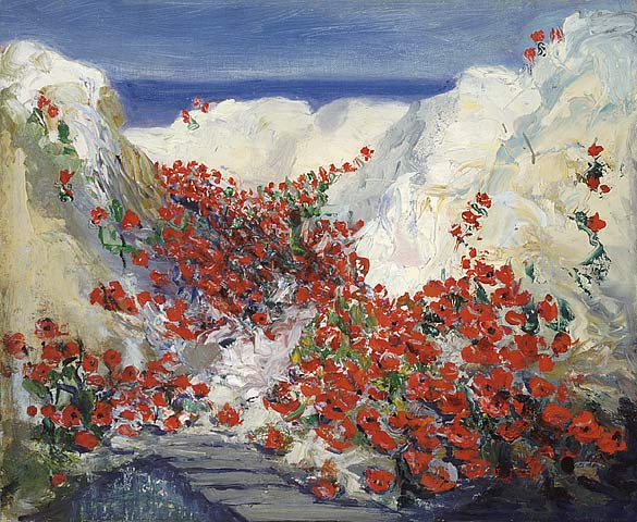 Une peinture représentant des coquelicots poussant dans les tranchées de la Somme