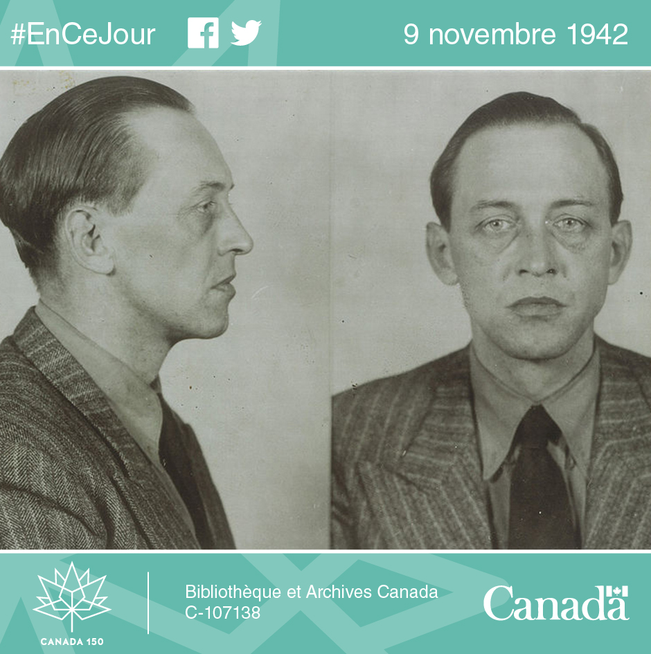 Photos anthropométriques de l’espion allemand Werner von Janowski prises par la Gendarmerie royale du Canada. Janowski avait 38 ans lors de son arrestation, en novembre 1942.