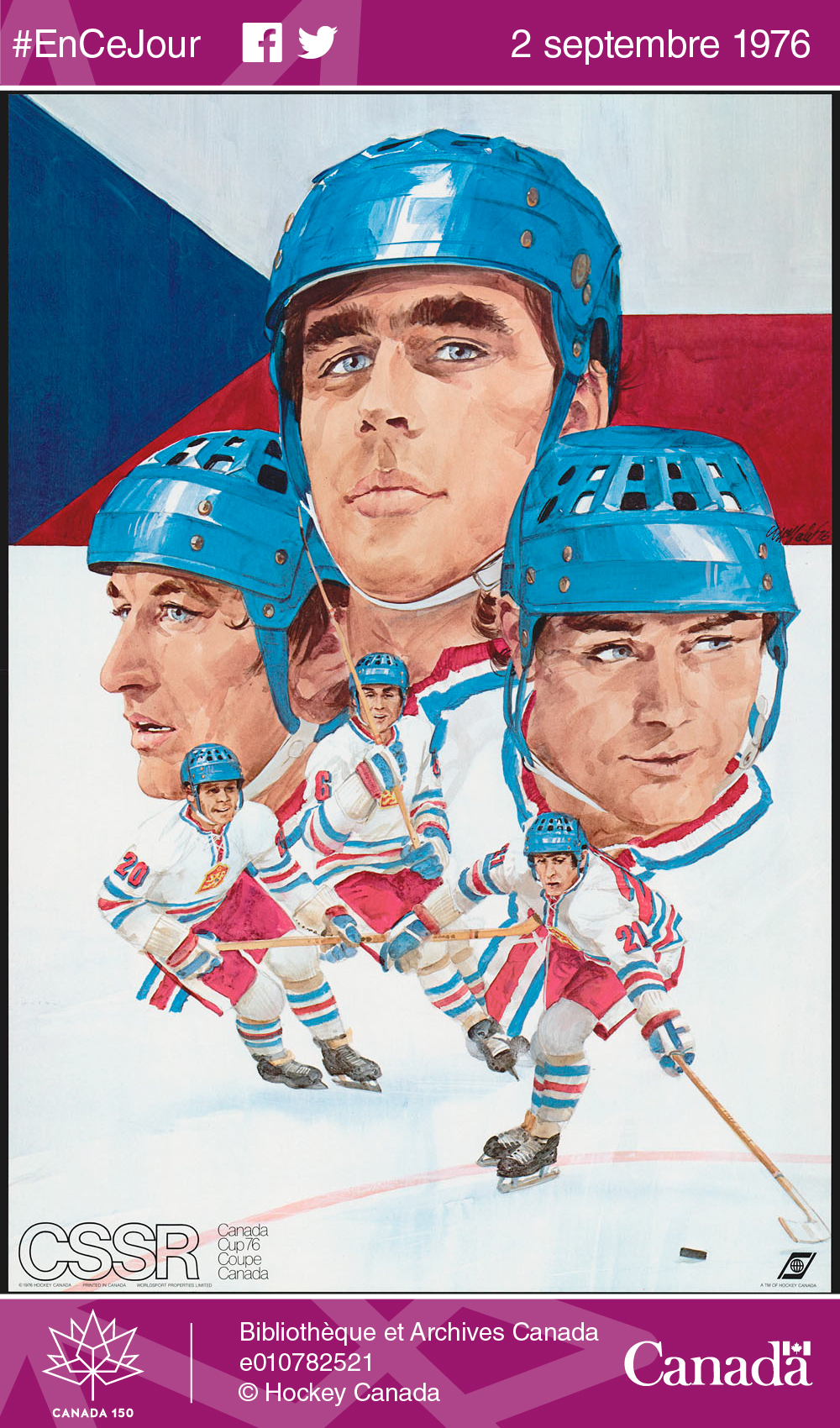 L’équipe de la Tchécoslovaquie, grande rivale du Canada lors du tournoi international de hockey Coupe Canada, en 1976