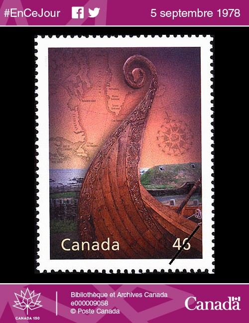 Postes Canada a émis en 2000 ce timbre montrant L’Anse aux Meadows, Site du patrimoine mondial de l’UNESCO